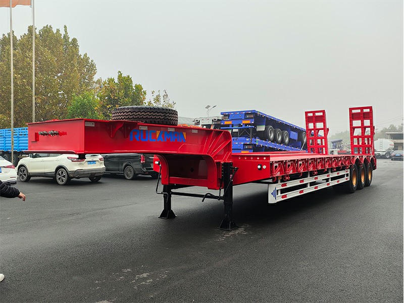3 axles 80 tons low bed simi trailer red