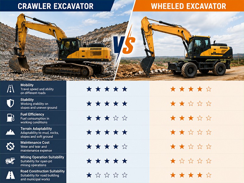 Crawler Excavator vs Wheeled Excavator