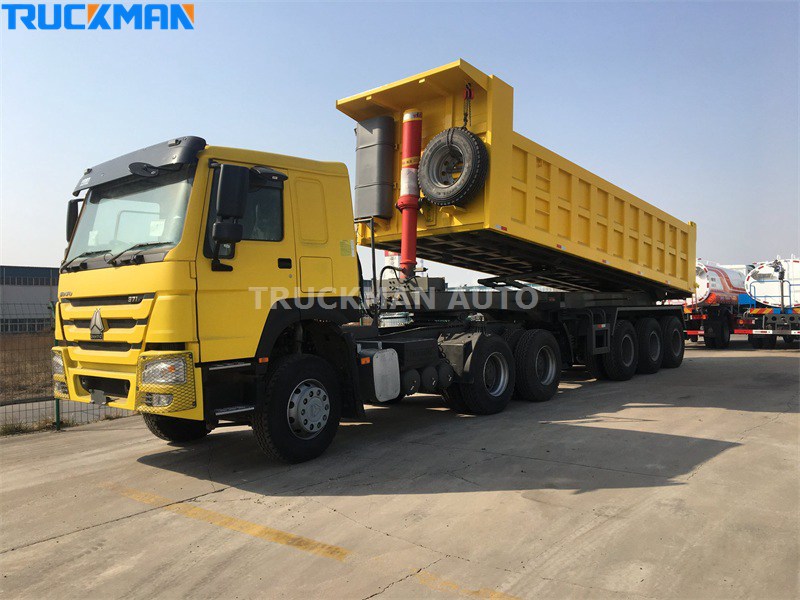 tractor truck and dump semi trailer