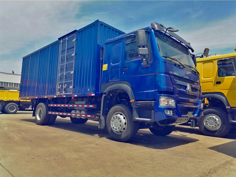 Front view of SINOTRUK HOWO 15 tons cargo truck with heavy duty chassis.