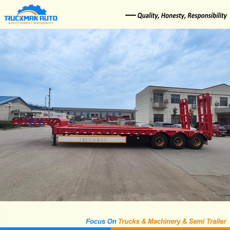 3 Axles 60 Tons Low Bed Trailer side view