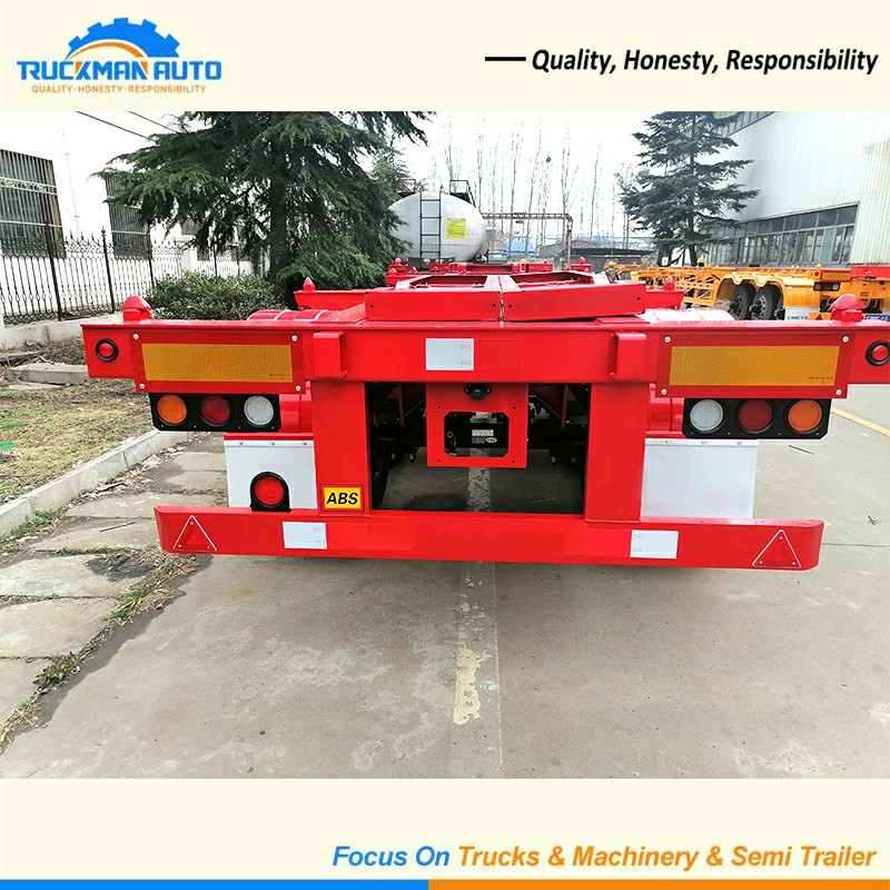 3 Axle Skeleton Container Semi Trailer Rear View