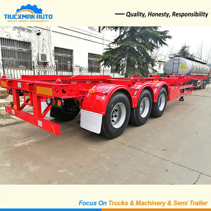 3 Axle Skeleton Container Semi Trailer Right Rear Three-quarter View