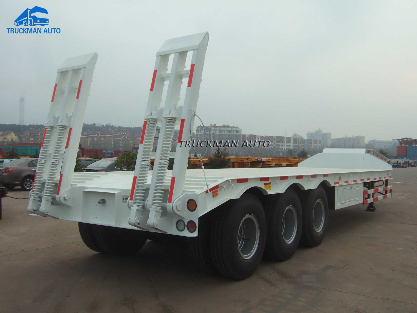 3 Axle 50 Tons Low Bed Trailer For Transport Heavy Equipment
