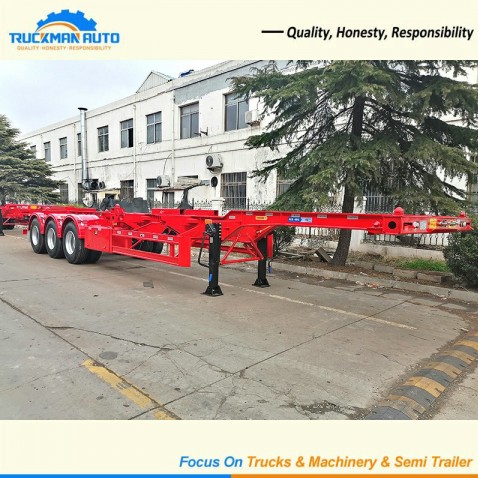 3 Axles Skeleton Container Semi Trailer Right Front Three-quarter View