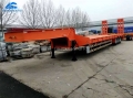 3 Axle Low Flatbed Trailer For Civil Engineering Equipment Haul